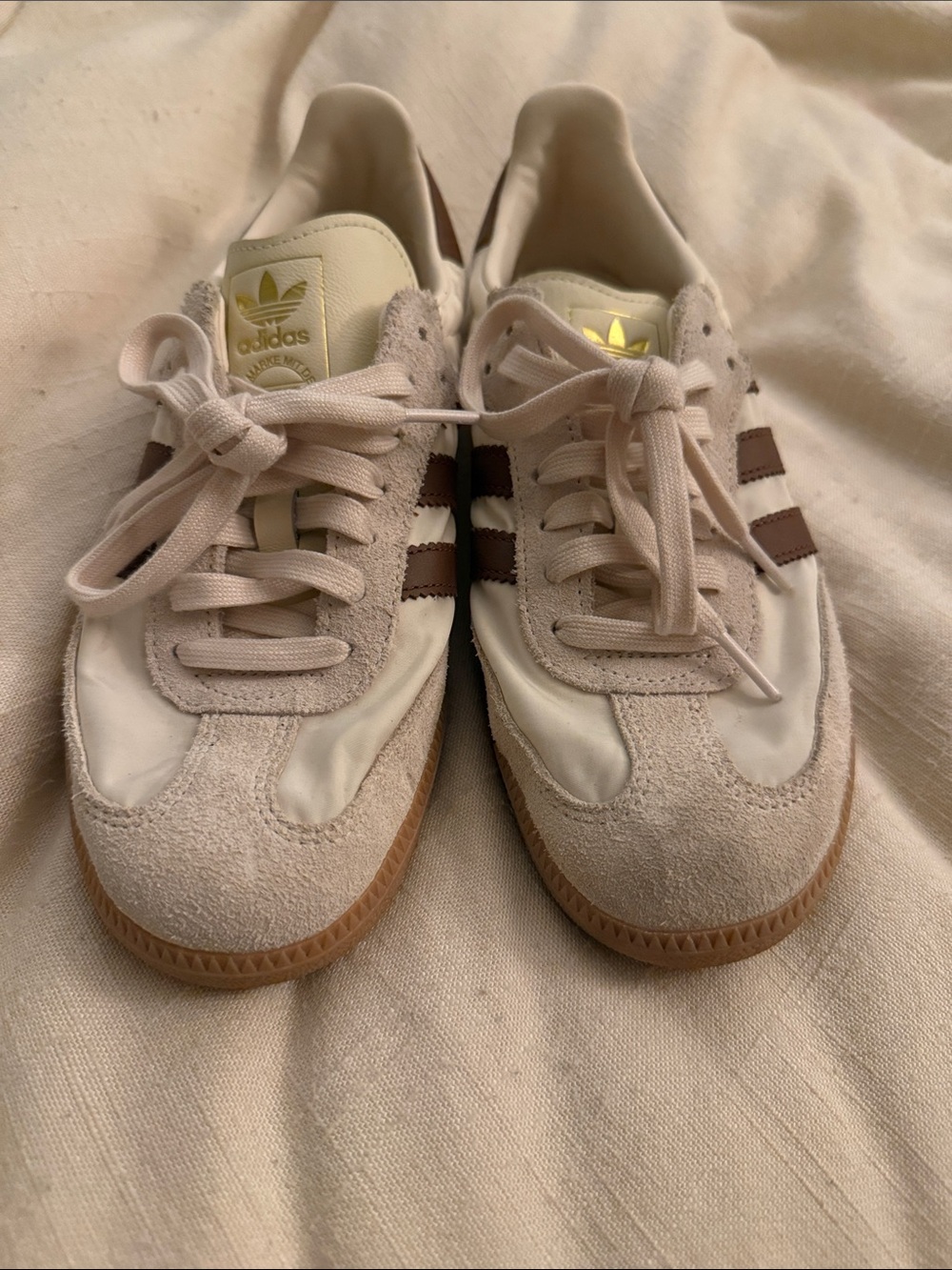 adidas Samba Sneakers in Cream & Brown with Gum Sole - Picture 4 of 8